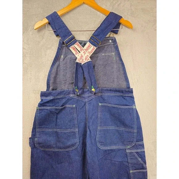 VTG Pointer Brand Low Back Bib Denim Overalls Dark 32x28.5 Made In USA Workwear - Picture 6 of 6